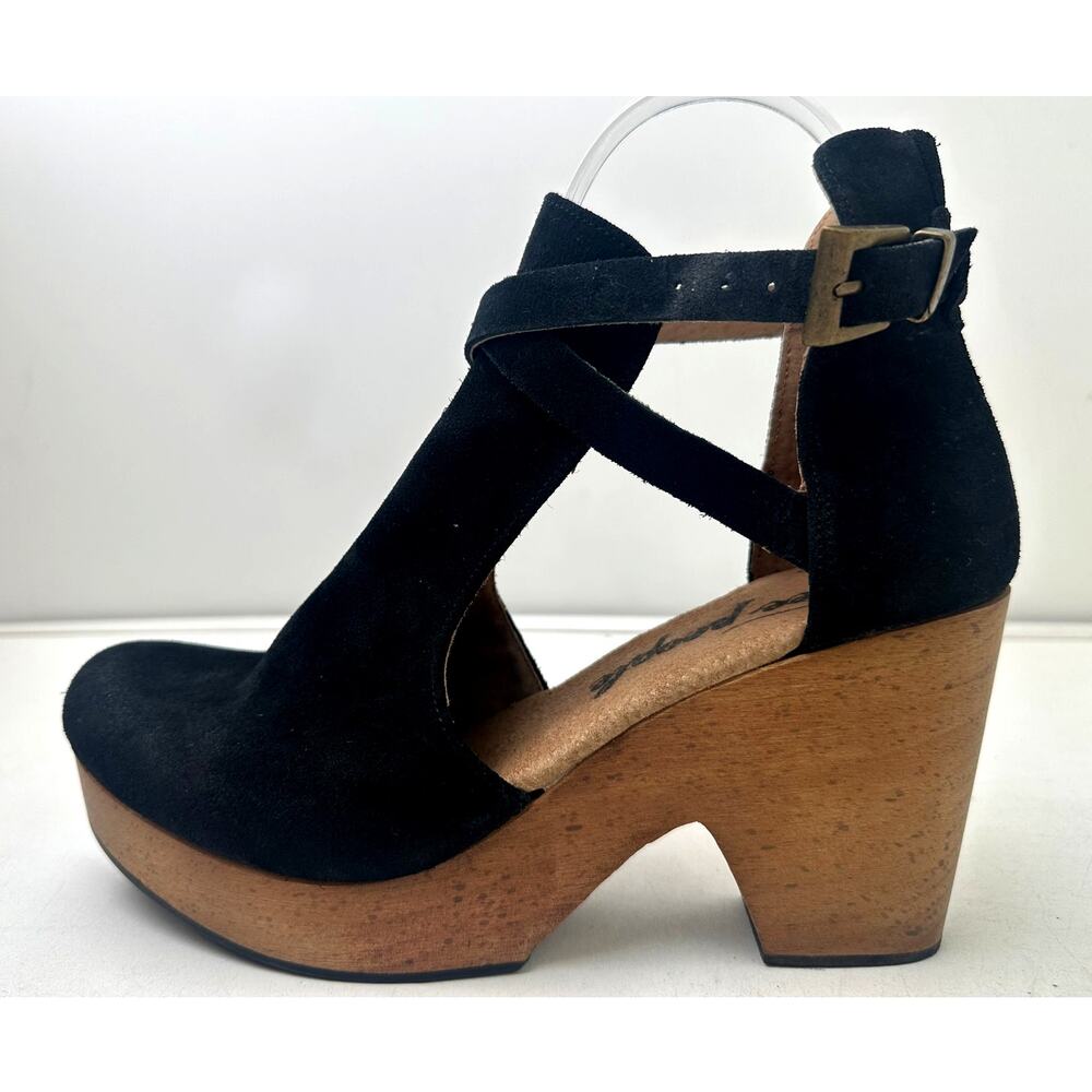 Free People Black Suede Cedar Platform Wood Clogs Women's Sz 39 - Picture 3 of 10